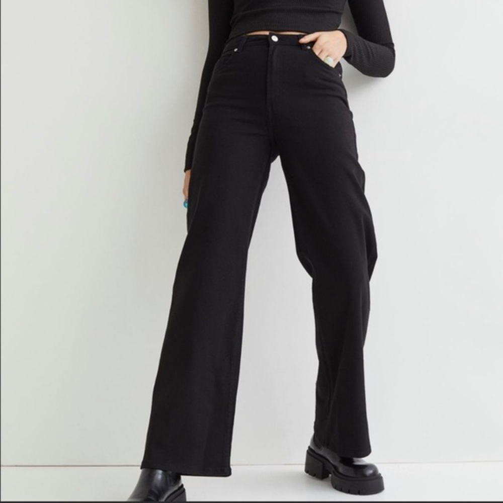 H&M Wide/Coupe Large High-Waist Comfort Stretch sz 8